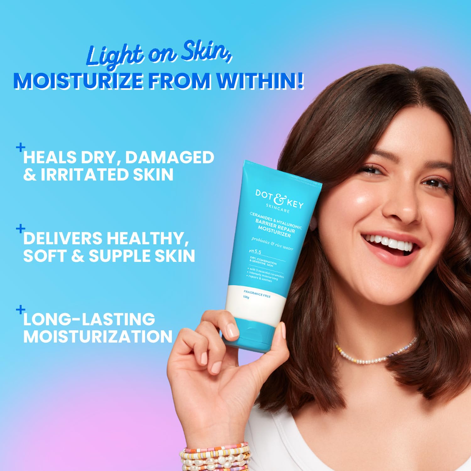 Dot & Key Barrier Repair Moisturizer with 5 Ceramides & Hyaluronic Acid for Dry & Sensitive Skin – 100g - Image 4
