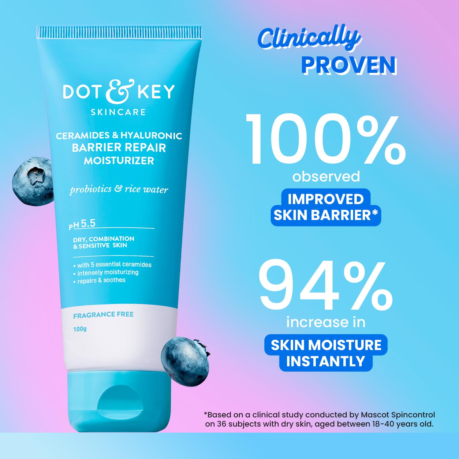 Dot & Key Barrier Repair Moisturizer with 5 Ceramides & Hyaluronic Acid for Dry & Sensitive Skin – 100g - Image 3